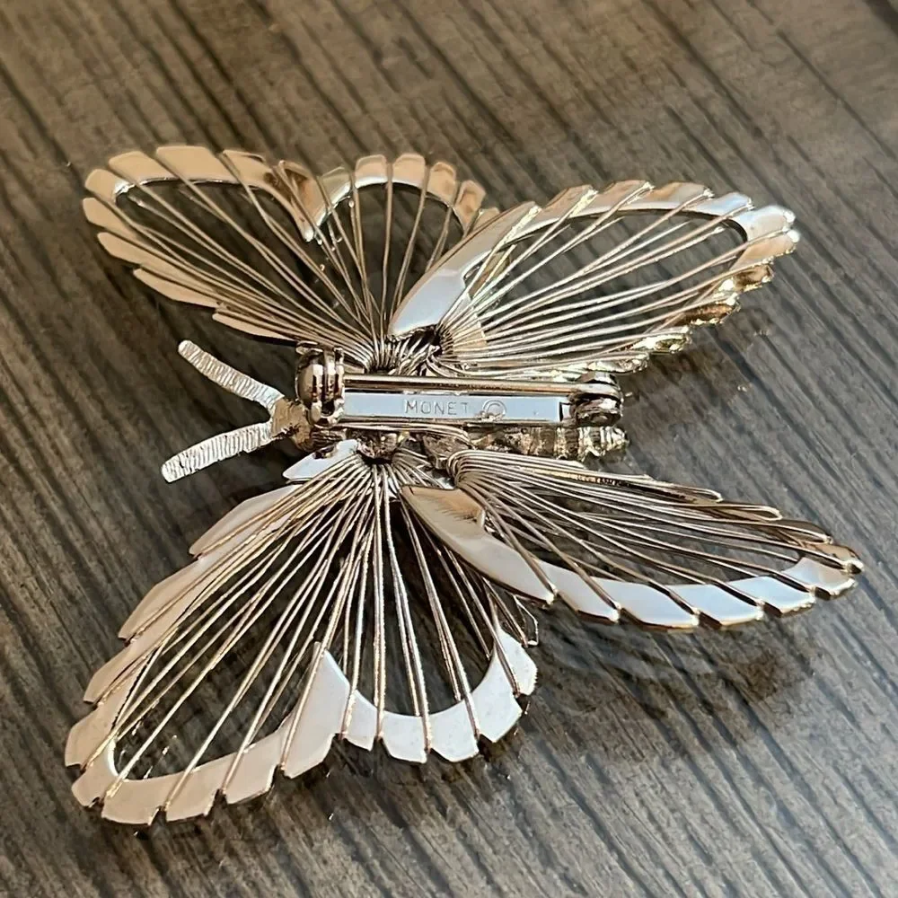 Vintage Monet Silver-tone Wire Butterfly Pin